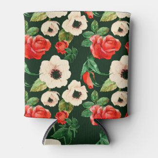 Aquarell-Mohnblumen und Rosen: Florales Muster. Dosenkühler