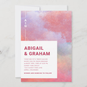 Aquarell-Monogramm-Hochzeit Einladung