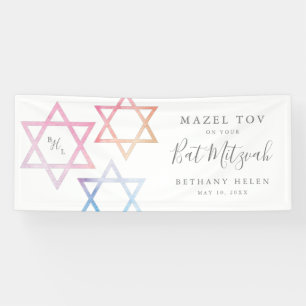 Aquarell-Monogramm Ombré Bat-Mizwa-Foto Banner