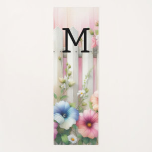 Aquarell-Monogramm-Pastellblumen auf weißem Holz Yogamatte
