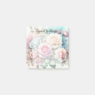 Aquarell-Monogramm rosa Rosen Blumen Post-it Klebezettel