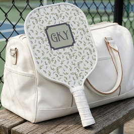 Aquarell-Monogramm Salbei-Olivgrün-französisches M Pickleball Schläger