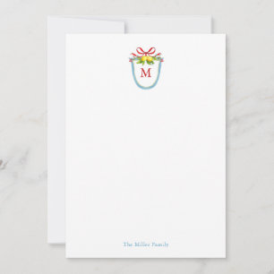 Aquarell-Monogrammwappen mit Zitronen Mitteilungskarte