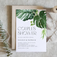 Aquarell Monstera Blätter Tropische Paare Dusche
