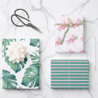 Aquarell Monstera Blätter und Rosa Flamingos Wrap