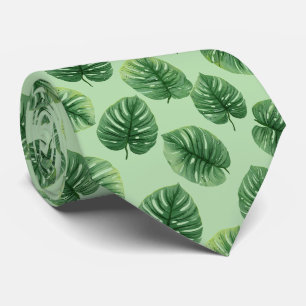 Aquarell-Monstera-Blattmuster Krawatte