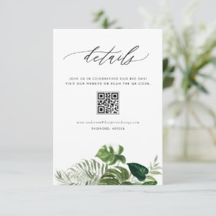 Aquarell Monstera Sommer QR-Code Hochzeitsdetails Begleitkarte