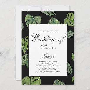 Aquarell Monstera und Adansonii Botanische Blätter Einladung
