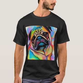 Aquarell-Mops-Kunst. Aquarell-Mops. Regenbogen-Mop T-Shirt