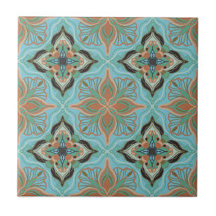Aquarell-Moroccan-Blau-Fliesenmuster Fliese