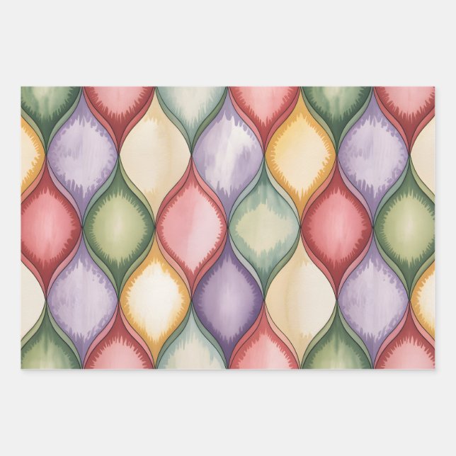 Aquarell-Mosaik Geschenkpapier Set (Vorderseite)