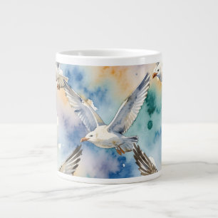 Aquarell-Möwen Nahtloses Muster Küstenheim Jumbo-Tasse
