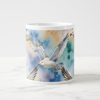 Aquarell-Möwen Nahtloses Muster Küstenheim Jumbo-Tasse
