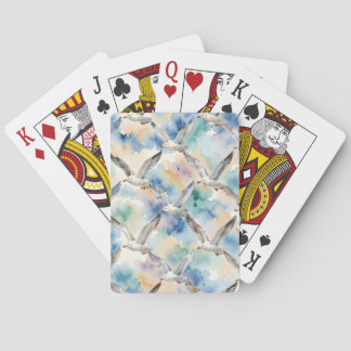 Aquarell-Möwen Nahtloses Muster Küstenheim Spielkarten