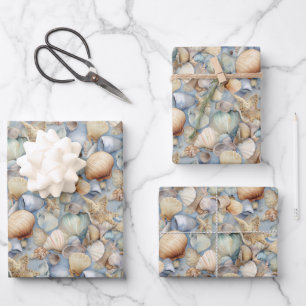 Aquarell-Muscheln Geschenkpapier Set
