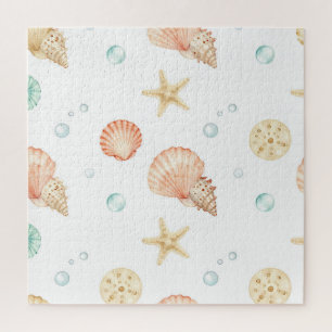 Aquarell-Muscheln Perlen Küstenmuster