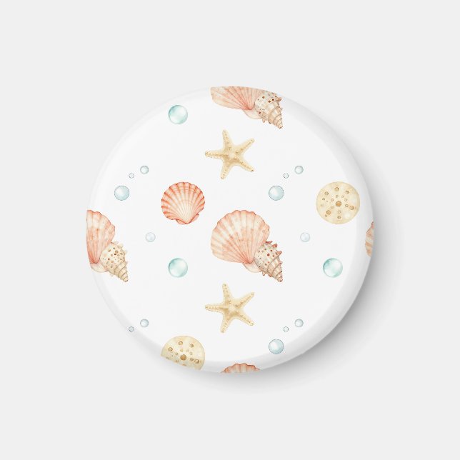 Aquarell-Muscheln Perlen Küstenmuster Magnet (Vorne)