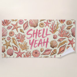 Aquarell-Muscheln & Seesterne Küsten-Design Strandtuch
