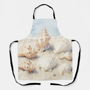 Aquarell-Muscheln Strand Szene Schürze