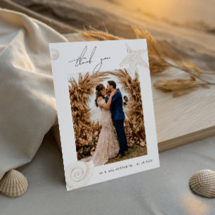 Aquarell-Muscheln Strand Ziel Hochzeit Dankeskarte