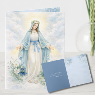 Aquarell-Mutter-Maria-religiös-katholisch-floral Feiertagskarte