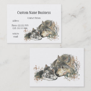 Aquarell-Mutter oder Vater-Wolf mit CUB Visitenkarte