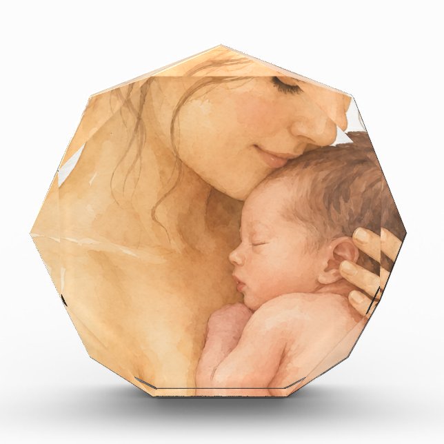 Aquarell-Mutter-und-Kind-Liebesillustration Fotoblock (Vorderseite)