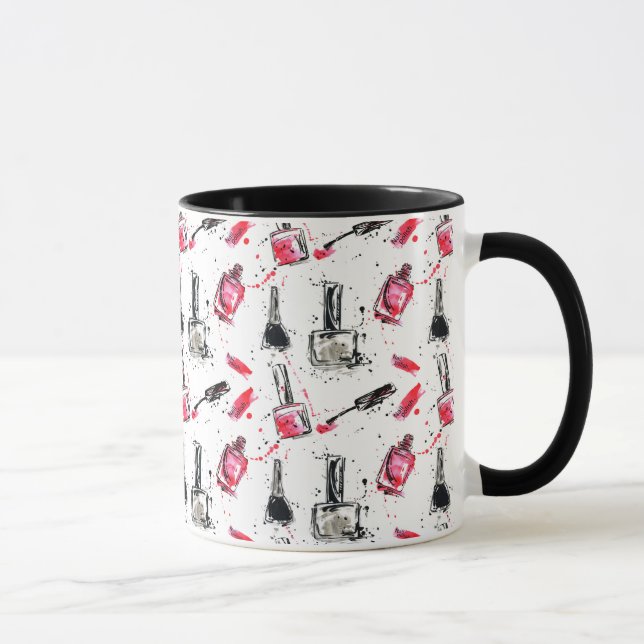 Aquarell-Nagellack-Muster Tasse (Rechts)