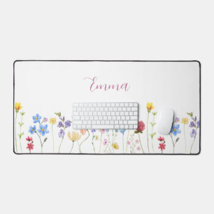 Aquarell-Name Wildblume Minimalistischer Boho-Stil Schreibtischunterlage