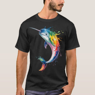 Aquarell-Narwal-Meeres-Einhörner T-Shirt