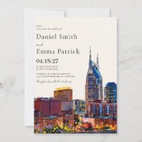 Aquarell Nashville Tennessee Skyline Hochzeit