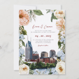 Aquarell Nashville Tennessee Skyline Hochzeit Einladung