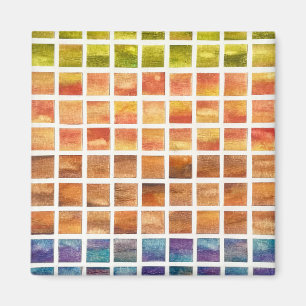 Aquarell Natur 4 Jahreszeiten Quadrate Magnet