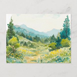 Aquarell-Natur-Berg Handgezeichnet Postkarte