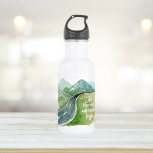 Aquarell Natur Lass Das Nächste Abenteuer Beginnen Edelstahlflasche