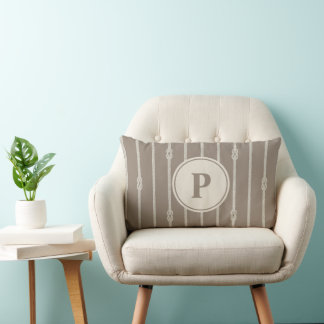Aquarell-Nautik-Seil Knoten Streifen | Monogramm Lendenkissen