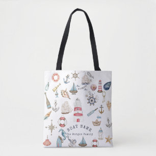 Aquarell-Nautikelemente Seemann Tasche