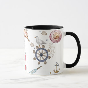 Aquarell-Nautikelemente Segler Tasse