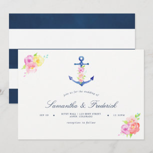 Aquarell-nautisch thematisierte Anker-Hochzeitsein Einladung