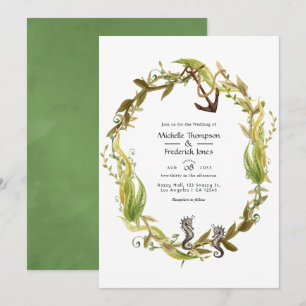 Aquarell-Nautische-Algen-Hochzeit Einladung