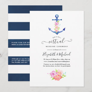 Aquarell-nautische Online-Hochzeit Einladung