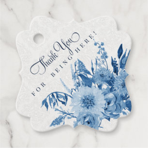 Aquarell Navy Blue n White Floral Baby Dusche Geschenkanhänger