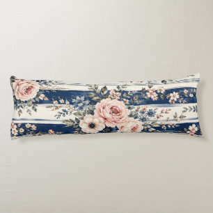 Aquarell-Navy-Blumenstreifen-Musterdesign Seitenschläferkissen