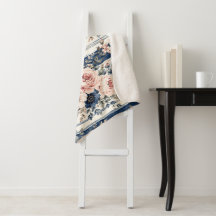 Aquarell-Navy-Blumenstreifen-Musterdesign