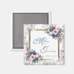 Aquarell Navy & Blush Hochzeit Magnet