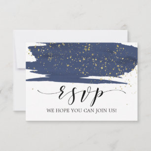 Aquarell Navy und Gold Song Request RSVP Karte