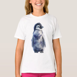 Aquarell-Nebelblauer-Pinguin-Küken-Kinder T-Shirt