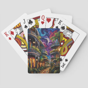 AQUARELL NEUE ORLEANS MADRI GRAS SZENEN SPIELKARTEN