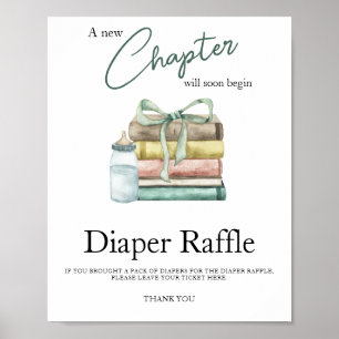 Aquarell-Neukapitel-Baby-Shower-Windel-Raffle Poster