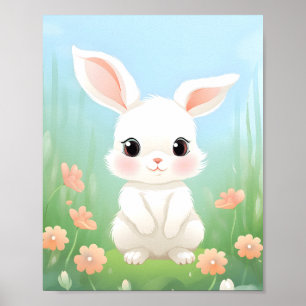 Aquarell Niedlich Bunny Kinderzimmer Tiere Poster